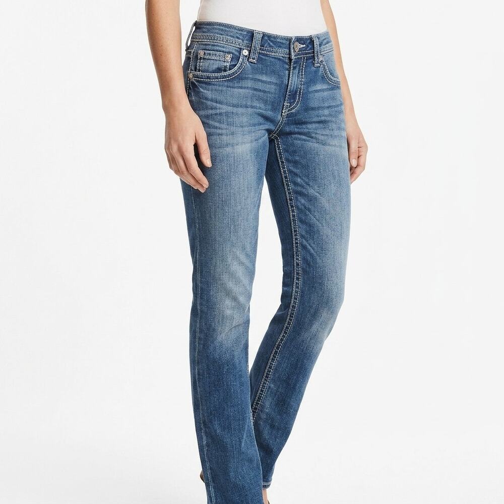 BC Rock FOR EXPRESS Barely Boot Blue Bootcut Stretch Jeans Women Size 4R